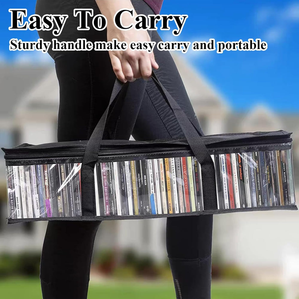QTLCOHD 8 Pack DVD Storage Bags, Clear PVC DVD Case Holder with Handles | Fro...