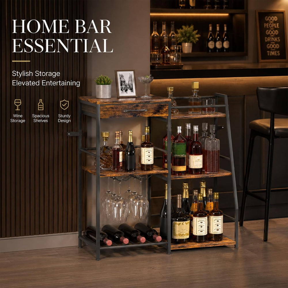 Homde Wine Rack Freestanding Floor: 3-Tier Liquor Bottle Display Stand | Vint...