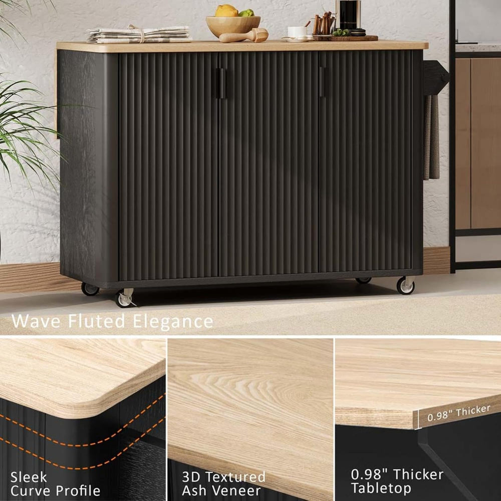Kitchen Island with Drop Leaf with Drop Leaf Countertop with Storage and Dini...