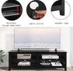 TV Stand for 65 inch TV with Storage,Modern TV Entertainment Center for Bedroom,TV Media Console Table with 4 Open Storage Shelve,55 inch Wood TV Cabinet Black