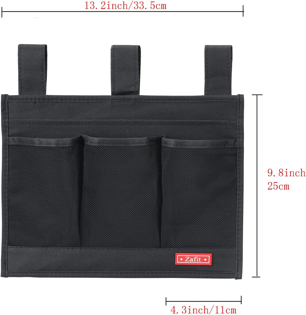 Hanging Bedside Caddy, Bedside Storage Organizer for Magazine, Phone, Remote control (Classic4 Pockets-Black)