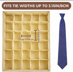 Beige Sock Organizer Divider 2 Pack with Lid - 30 Cell Foldable Closet Storage, Tie Organizer For Men Boxes for Socks, Ties, Belts
