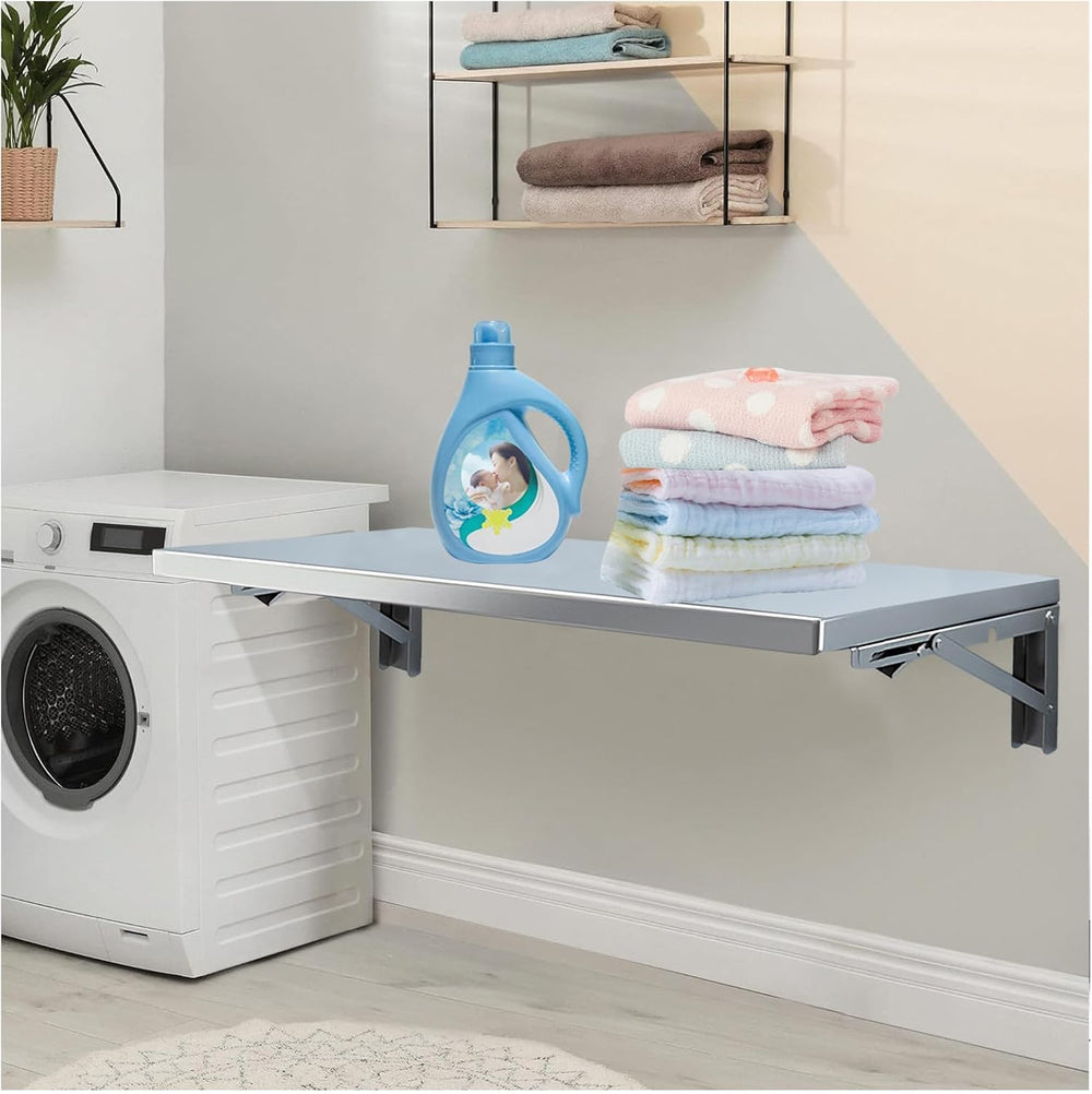 Wall Mounted Folding Table, Stainless Steel, 39.4 x 15.7 Inch