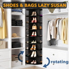SpaceAid 8 Tier Rotating Shoe Rack Tower, Spinning Shoe Display Lazy Susan, Revolving 360 Shoe Rack Storage Round Carousel, Vertical Handbag Rotate Shoes Closet Organization (8-Tier Black)