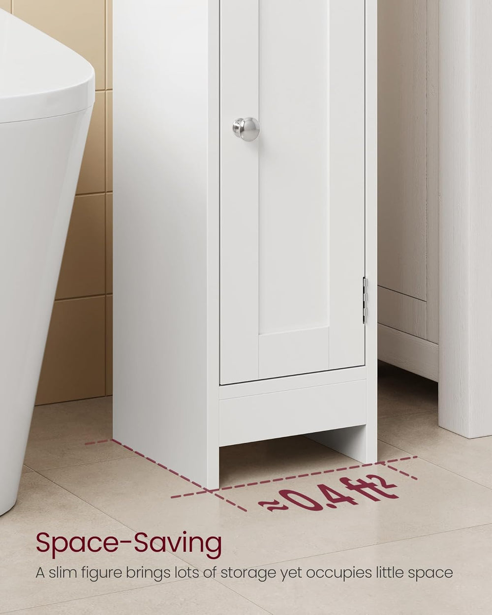 VASAGLE Small Storage Corner Floor Cabinet with Door, 7.9 x 7.1 x 31.5 Inches...