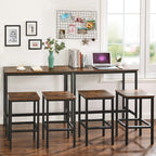 VASAGLE Bar Table 15.7 x 39.4 x 35.4 Inches, Rustic Brown and Ink Black ULBT10X and Bar Stools Rustic Brown and Black ULBC069B81