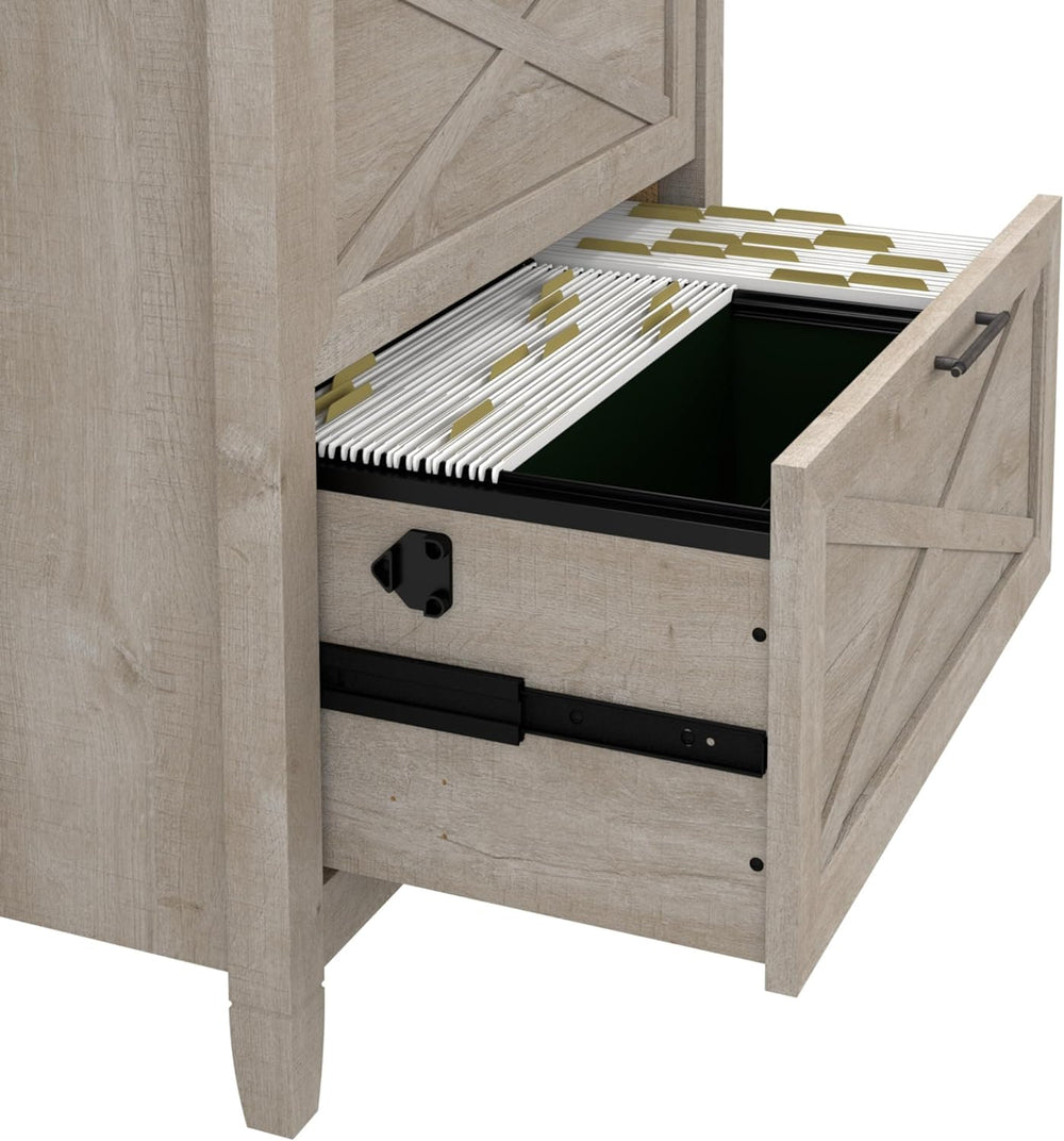 Bush Home Key West 2 Drawer Lateral File Cabinet in Washed Gray, Document Sto...