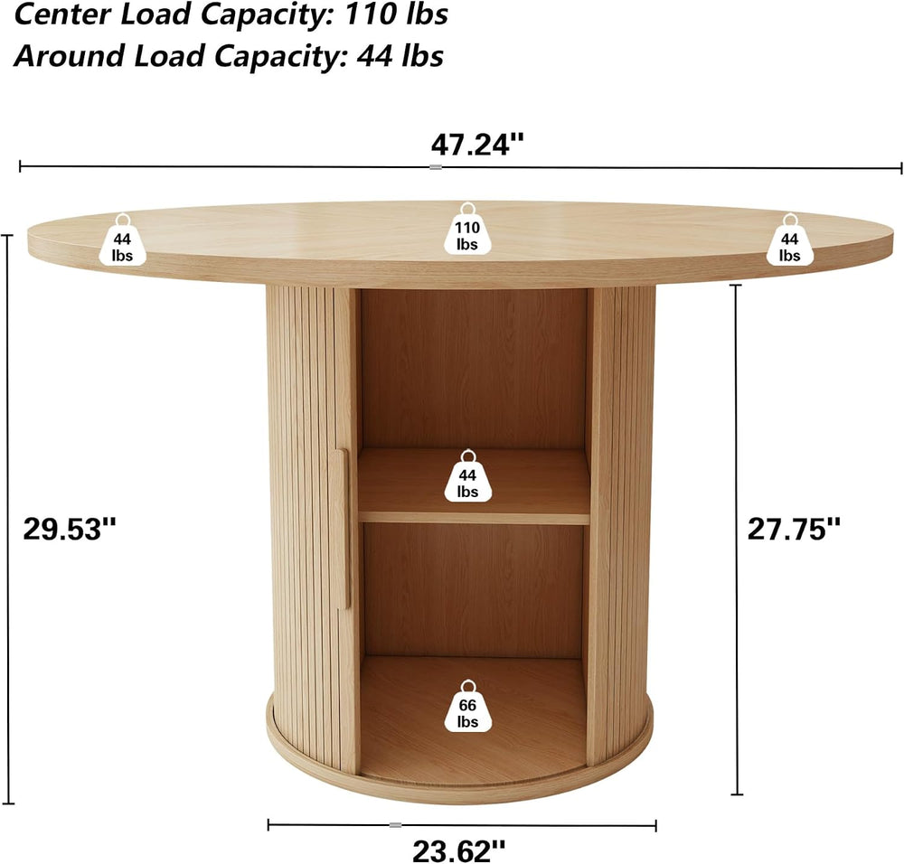 weselon 47 inch Round Dining Table for 4, Kitchen Table Dinner Table with 2-L...