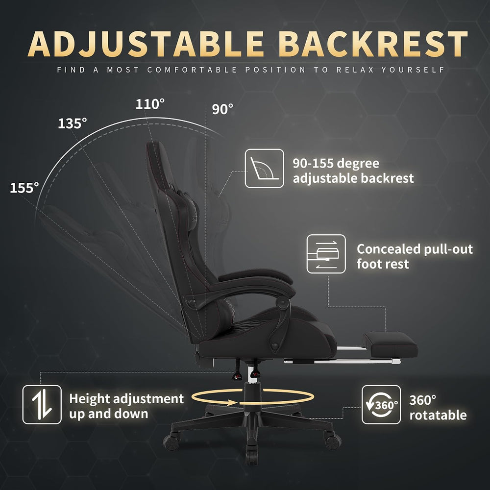 Gamtimer Gaming Chair, 400 LB Weight Capacity,with Pocket Spring Cushion | Er...