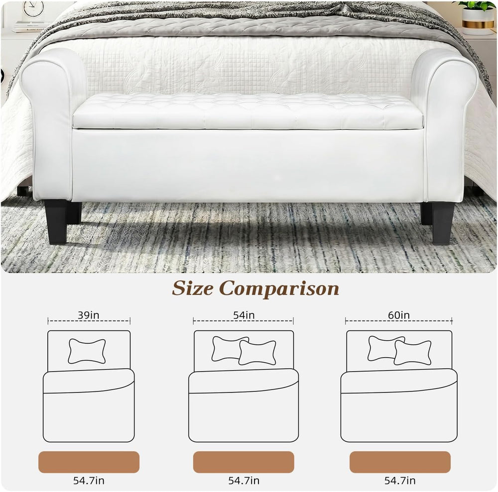 ECOTOUGE 55" Storage Ottoman Bench for Living Room, End of Bed Bench wit...