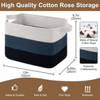 Storage Basket for Organizing, Woven Baskets for Storage, Rectangle Decorative Baskets for Shleves, Closet, Toys, Books, Nursery Organizer Bins - Pack of 3 (Gradient Blue, 13"x9.85"x8.7")