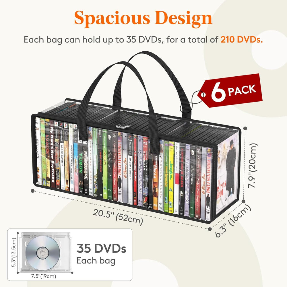 Lifewit DVD Storage Bags, Clear PVC DVD Case Holder with Handles, Front Windo...