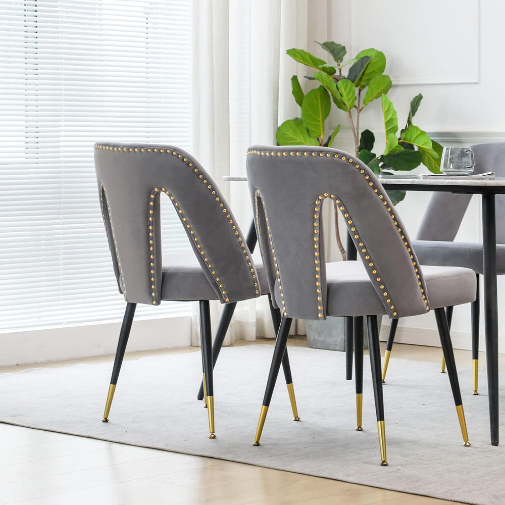 Aoowow Modern Dining Chairs Set of 6, Velvet Upholstered Side Chairs with Nai...