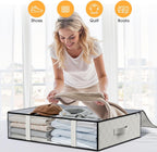 StorageRight Under Bed Storage Bins, 2-Pack 40L Foldable Fabric Storage Bags with Transparent Window, Breathable Organizer for Clothes/Blanket/Comforter/Quilt, White