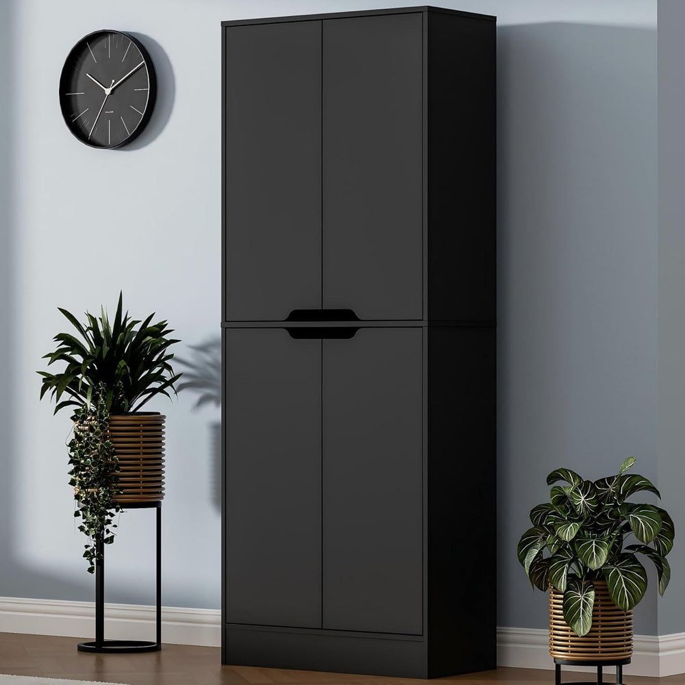 Housoul 71" Tall Freestanding Kitchen Pantry Cabinet, 4 Doors Freestandi...