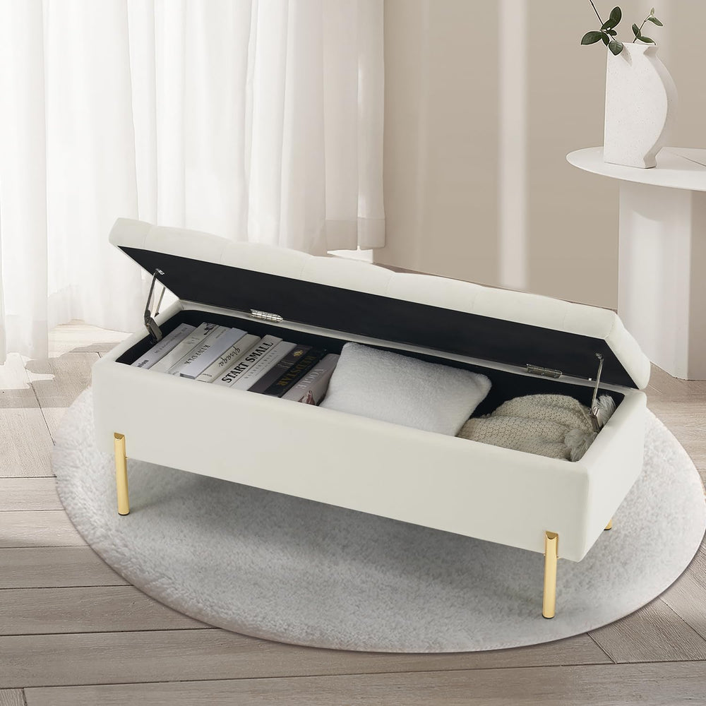 Velvet Storage Bench Ottoman,Versatile Seating with Hidden Storage,End of Bed...