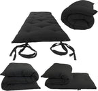 D&D Futon Furniture Cotton/Foam Traditional Japanese/Thai Floor Rolling Futon Mattresses, Yoga Meditation Mats, 3x30x80 Black