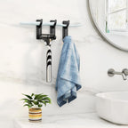 pickpiff 10-Pack Black Adhesive Wall Hooks - 13 LB Strong Stick-On Hooks for Hanging Towels, Coats, Shower & Kitchen Use