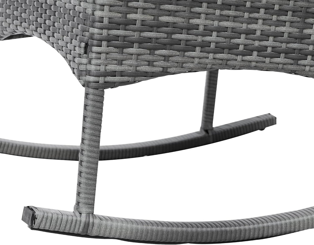 Outsunny 3 Piece Patio Rocking Chair Set, 2 PE Wicker Rocking Chairs, Cushion...