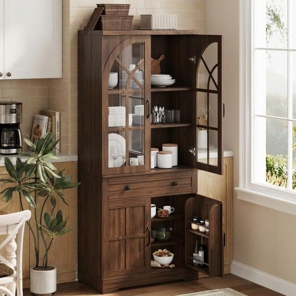 CABIHOME Farmhouse Pantry Cabinet,Freestanding Tall Wood Kitchen Storage with...