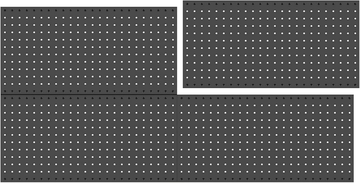 WALMANN Metal Pegboard Panels for Wall Tools Storage Pegboard for Garage, Workbench, Modular Peg Board Tool Organizer Board (Black 12"*24", Pack of 4)