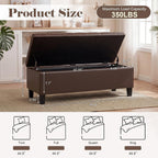 Asense 45" Storage Ottoman Bench,Faux Leather Upholstered Ottoman with Legs,Tufted Ottoman with Safety Hinge,Storage Bench for Bedroom,Living Room,Entryway,Chocolate Brown