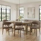 Dining Room Chairs Set of 6, Upholstered Farmhouse Dining Chairs, Modern Fabric Kitchen Chairs with Solid Wood Leg,Camel