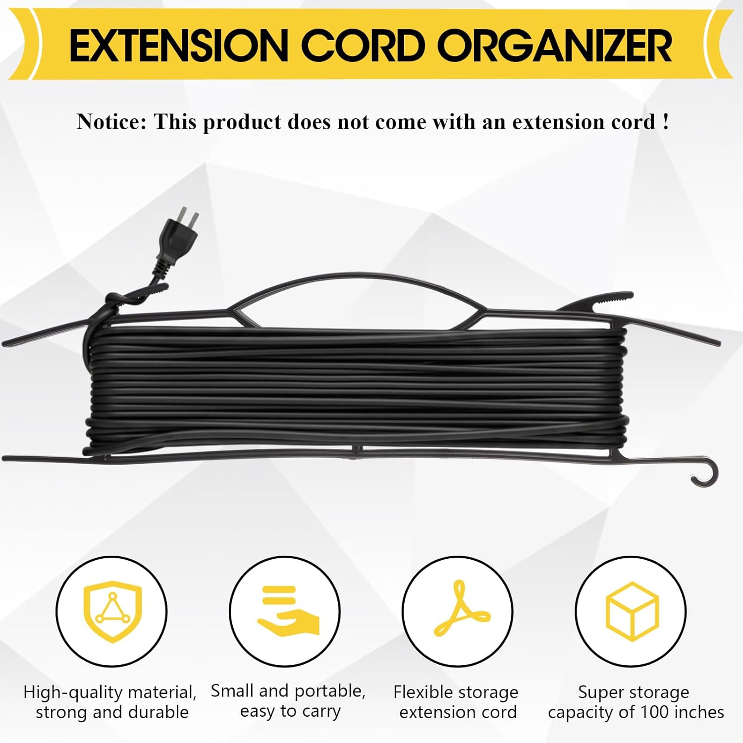 Ripeng 6 Pcs 15.7“ Light Duty Extension Cord Storage Reel Durable H-frame Extension Cord Holder Hose Organizer Wrap, Black