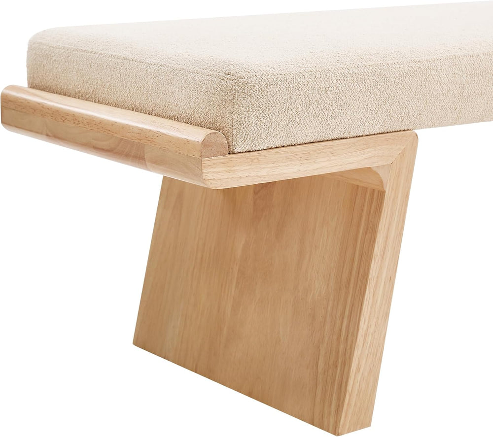 47.2" Natural Wood Bedroom Bench, Upholstered Entryway Bench, Modern End...