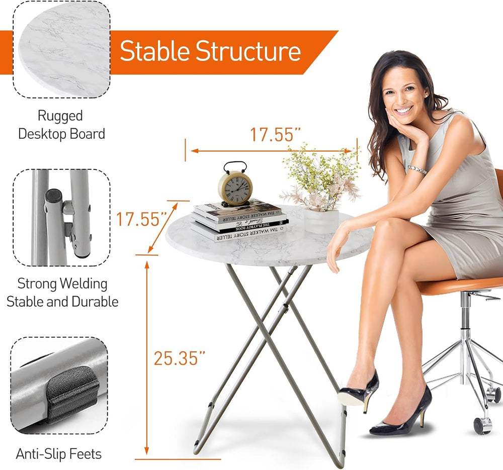 TV Trays Table Set of 4 Round Portable Folding TV Tray Table TV Dinner Tray w...