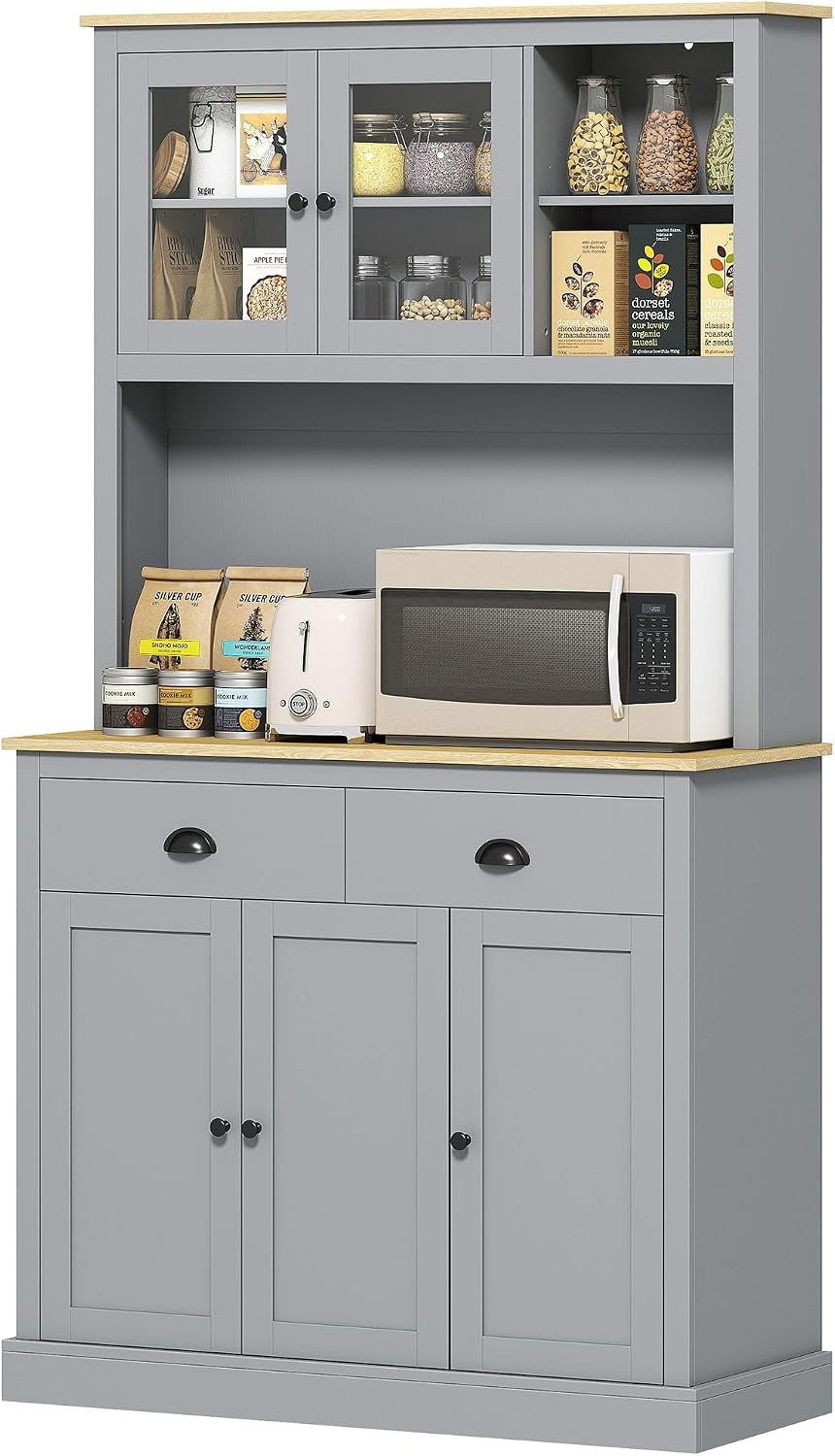 Pantry Cabinet 71-inch freestanding, Four Adjustable Shelves at Three Positio...