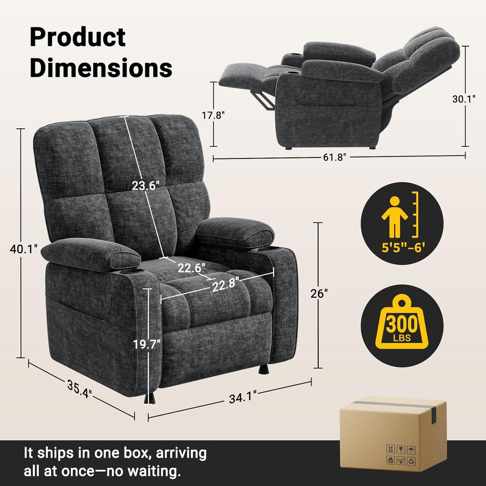 AMADA HOMEFURNISHING Power Recliner Chair for Adults, One-Touch Synchronized ...