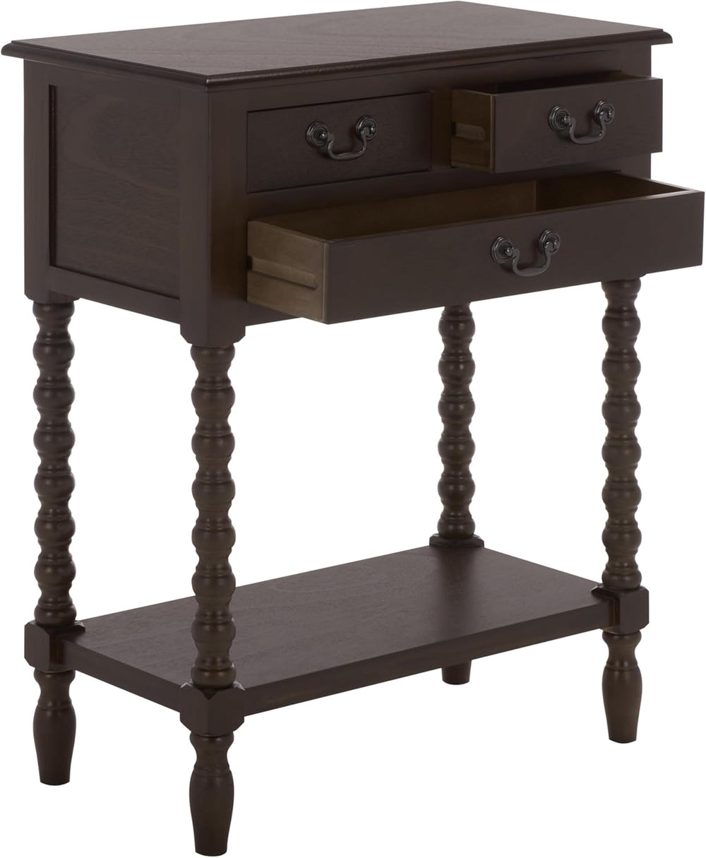 SAFAVIEH Furniture - Athena 3-Drawer Console Table - Dark Chocolate - Solid W...