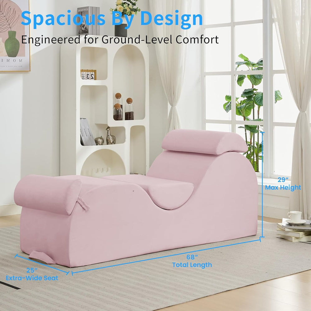 ijuicy 25 Inch Home Stretch Yoga Chair, Velvet Fitness Yoga Chaise Lounge Cha...