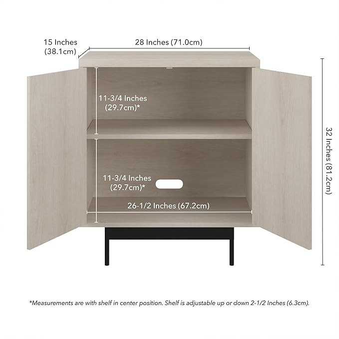 Henn&Hart Whitman Accent Cabinet, 28" Wide, White