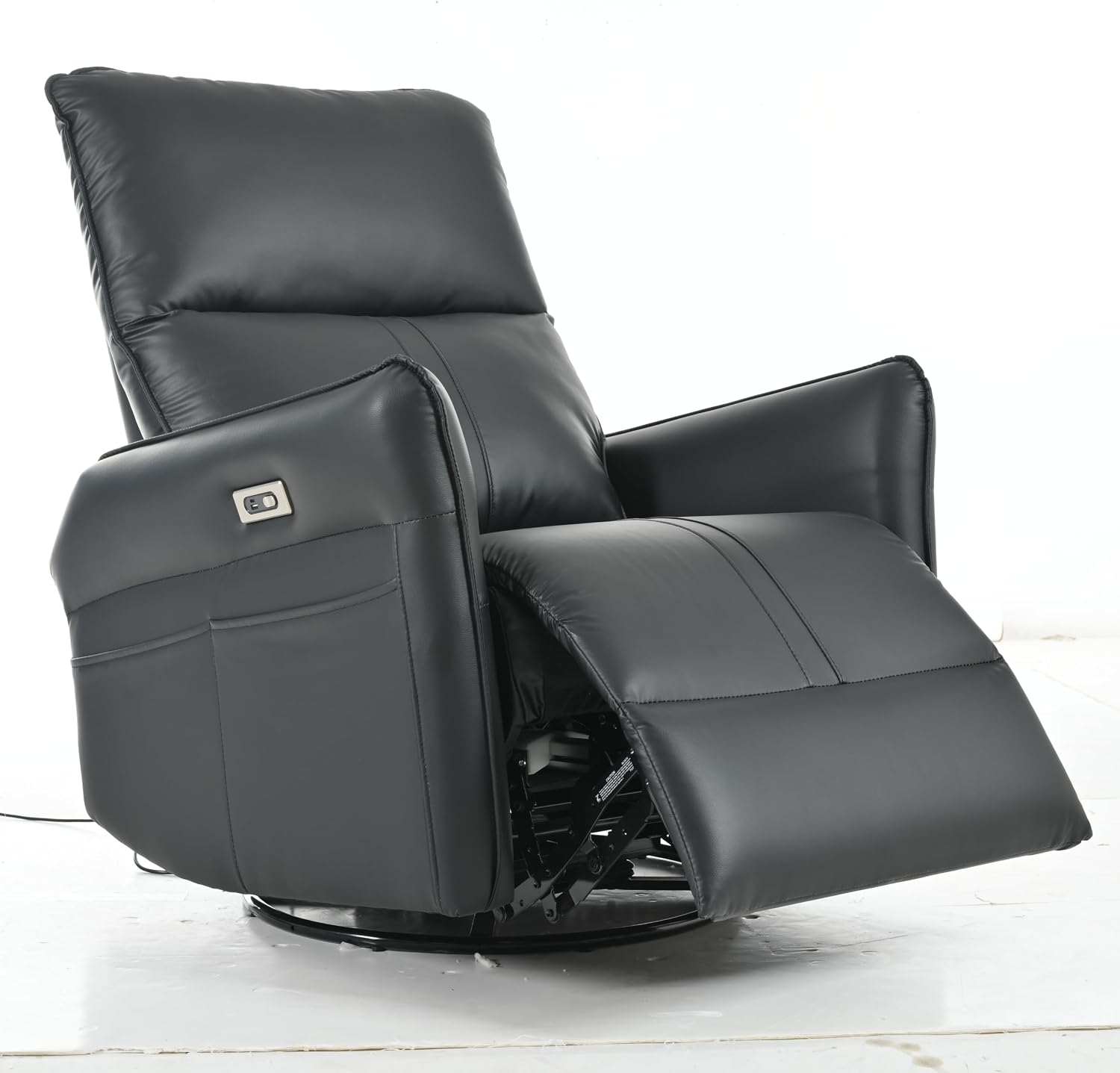 Power Swivel Rocker Recliner Chair for Nursery, Upholstered 270° Swivel Glider Chair with USB Ports, Power Recliners for Small Spaces Living Room