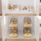 Pull Out Cabinet Organizer,Heavy-Duty Slide Out Shelf, Wood and Wire Basket, Pull Out Drawer for for Kitchen Under Sink Space, Pantry, Bathroom, 2 Tie 9 * 21 in