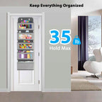 2 Pack Over the Door Hanging Organizer with 5 Large Pocket and Clear Window, Sturdy Over the Door Storage Organizer for Closet, Pantry, Bathroom,Bedroom, Nursery, Dorm (Grey)