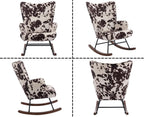 Shunzhi Modern Nursery Rocking Chair with Armrest, Upholstered Lazy Chair Tufted Side Chair Padded Reading Chair Comfy Club Chair Accent Chair for Living Room Bedroom Office Small Spaces, Cow