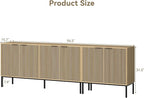 TV Stand for 100" TV, Mid Century Modern 94.5'' Television Stand, Entertainment Center with Storage and Adjustable Shelves, Media Console TV Cabinet for Living Room