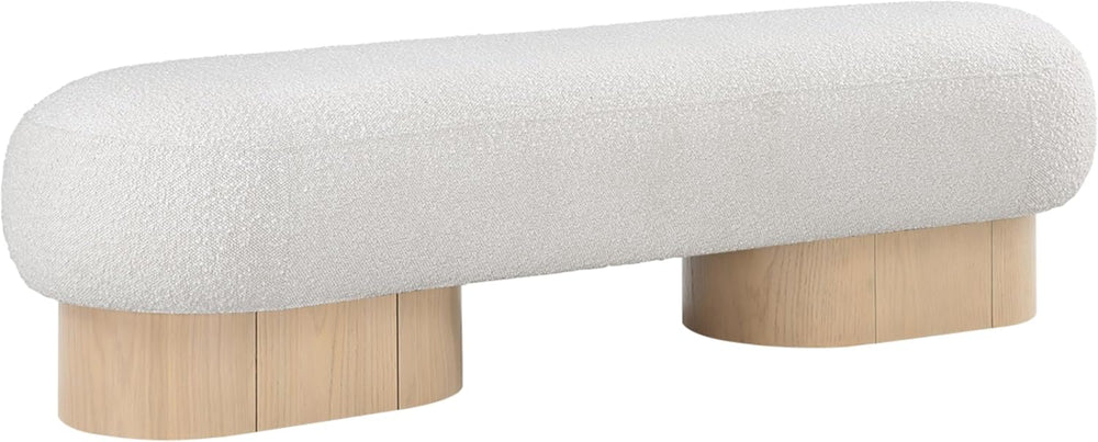 Meridian Furniture 22001Cream Robertson Collection Art Deco Bench with Luxuri...