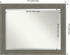 Amanti Art Grey Wall Mirror 37x47 Fencepost Grey Rectangle Bathroom Mirror for Wall Decor Living Room, X-Large Rustic Farmhouse Wood Frame, Hangs Horizonally and Vertically, Bathroom Decor, Beveled