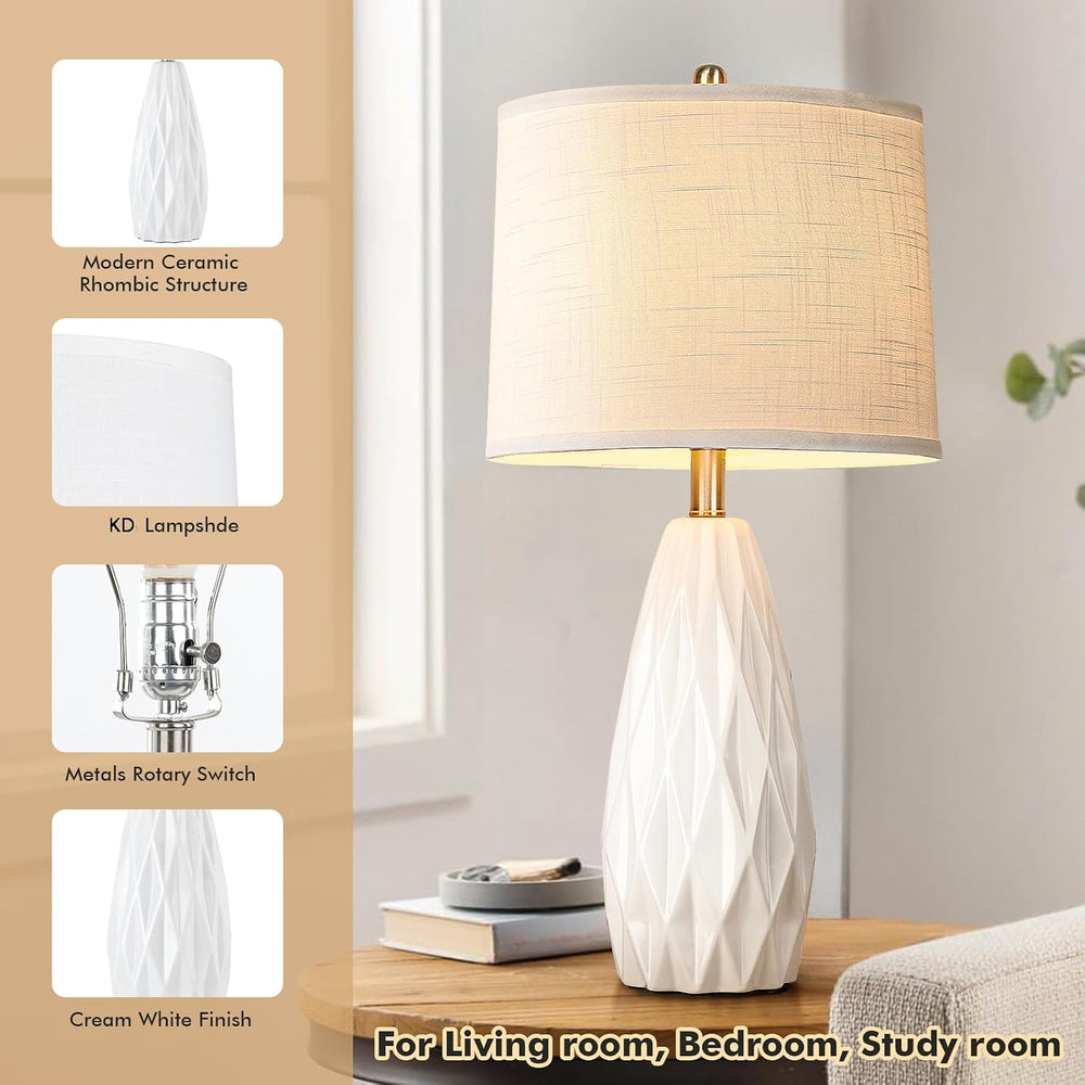 25'' Table Lamp White Table Lamps Modern Ceramic Lamps for Night Stan...