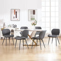 Dining Chairs Set of 6, Comfy Modern Dining Chairs with Thick Cushions, Upholstered Fabric Kitchen Side Chairs with Adjustable Metal Legs for Dining Room (Dark Grey)
