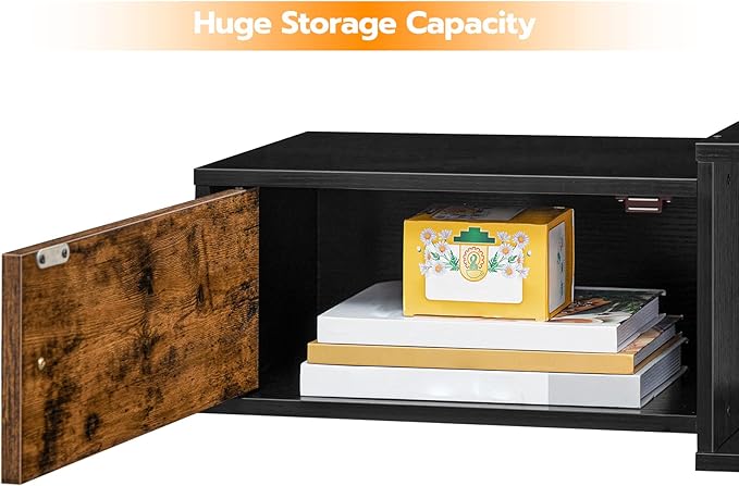 HOOBRO 55" Floating TV Stand with Power Outlet, Modern Wall Mounted Medi...