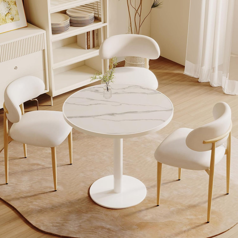 31.5'' Tulip Table, Round Pedestal Dining Table with Sintered Stone T...