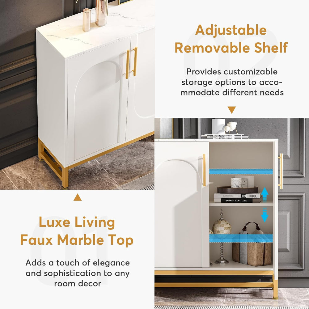 Tribesigns Modern Sideboards, Buffet Cabinet with 4 Doors and Adjustable Shel...
