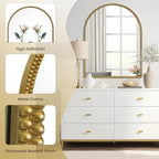 WallBeyond Gold Vintage Mirror for Vanity 28x36 Inch, Gold Antique Mirror with Ornate Beaded Frame for Bathroom, Living Room, Fireplace, Entryway