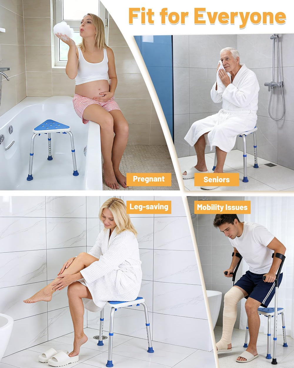 Space-Saving Triangular Small Shower Chair for Inside Shower