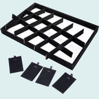 Mornajina 24 Grids Stackable Jewelry Tray Organizer with Removable Dividers, Velvet Jewelry Display Tray for Earrings Necklaces Bracelet Rings Display Showcase - Black